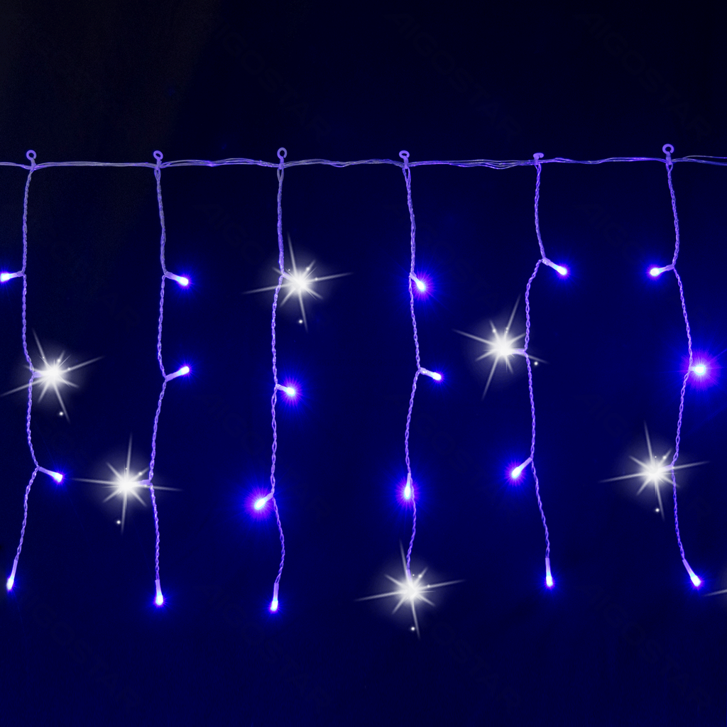 laagspannings-lichtsnoer - Volledig knipperend ijspegelgordijn (vlak) plat lichtsnoer - Blauw licht - 5 m*0