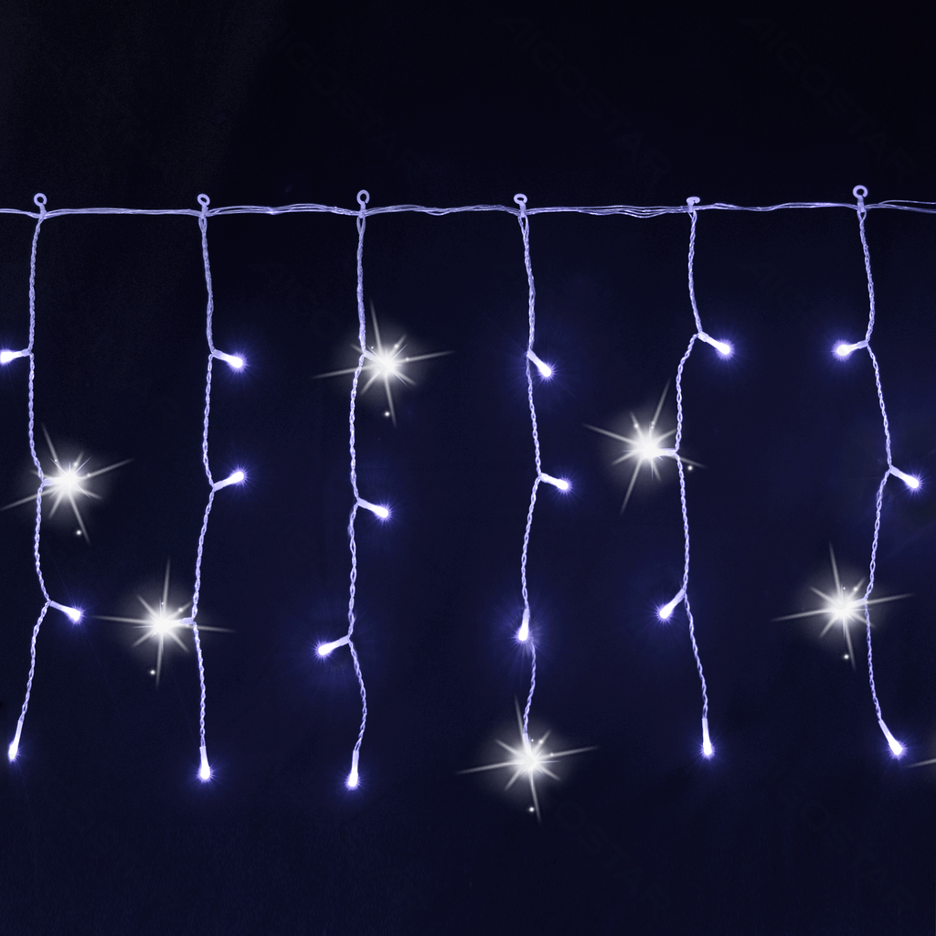 Aansluitbaar laagspannings-lichtsnoer - Knipperend ijspegelgordijn (vlak) plat lichtsnoer - Koel wit - 5 m*0