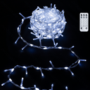 Laagspanning-lichtsnoer - lichtsnoer met platte PVC-koperdraadlampjes - 10 m - wit constant + wit knipperend - IP44 voor binnen- en buitengebruik