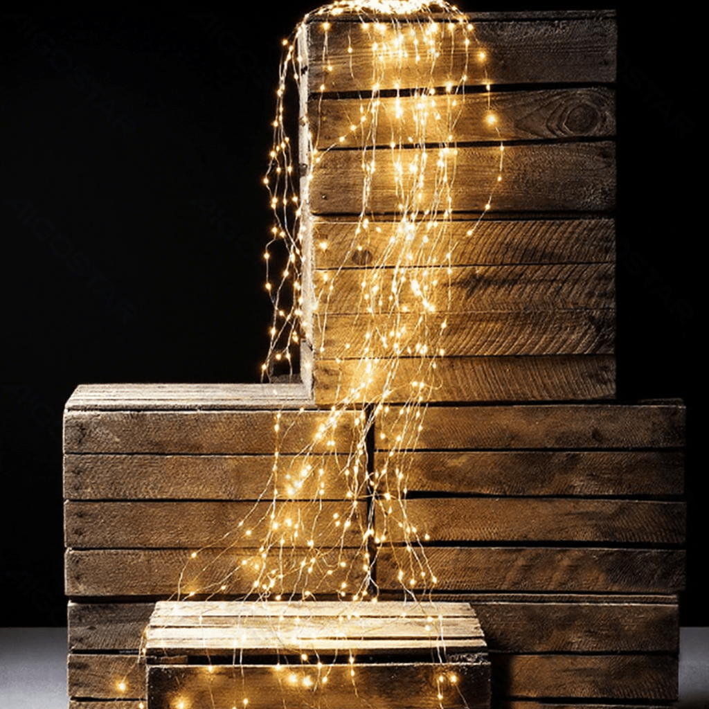 Laagspanningslampstring Koperdraad watervalverlichting Warm wit 3m IP44 Binnen/Buiten 15 snoeren