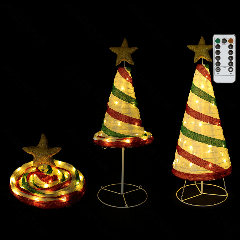 3AA-batterij Opvouwbare knutsels - Kerstboom - Warm wit - IP44 Binnen/Buiten