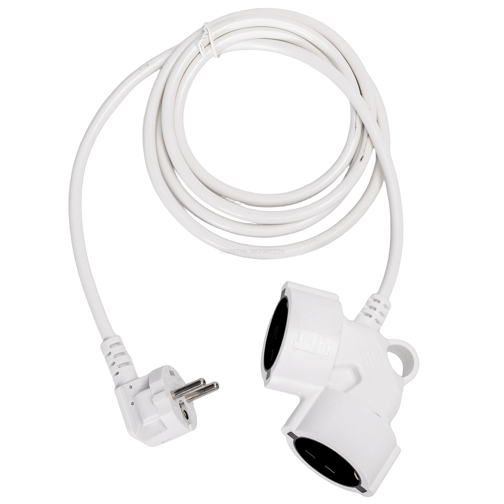 [B20103AEKV] Duitse tweekoppige verlengkabel 15 m 3G1.5mm² Wit