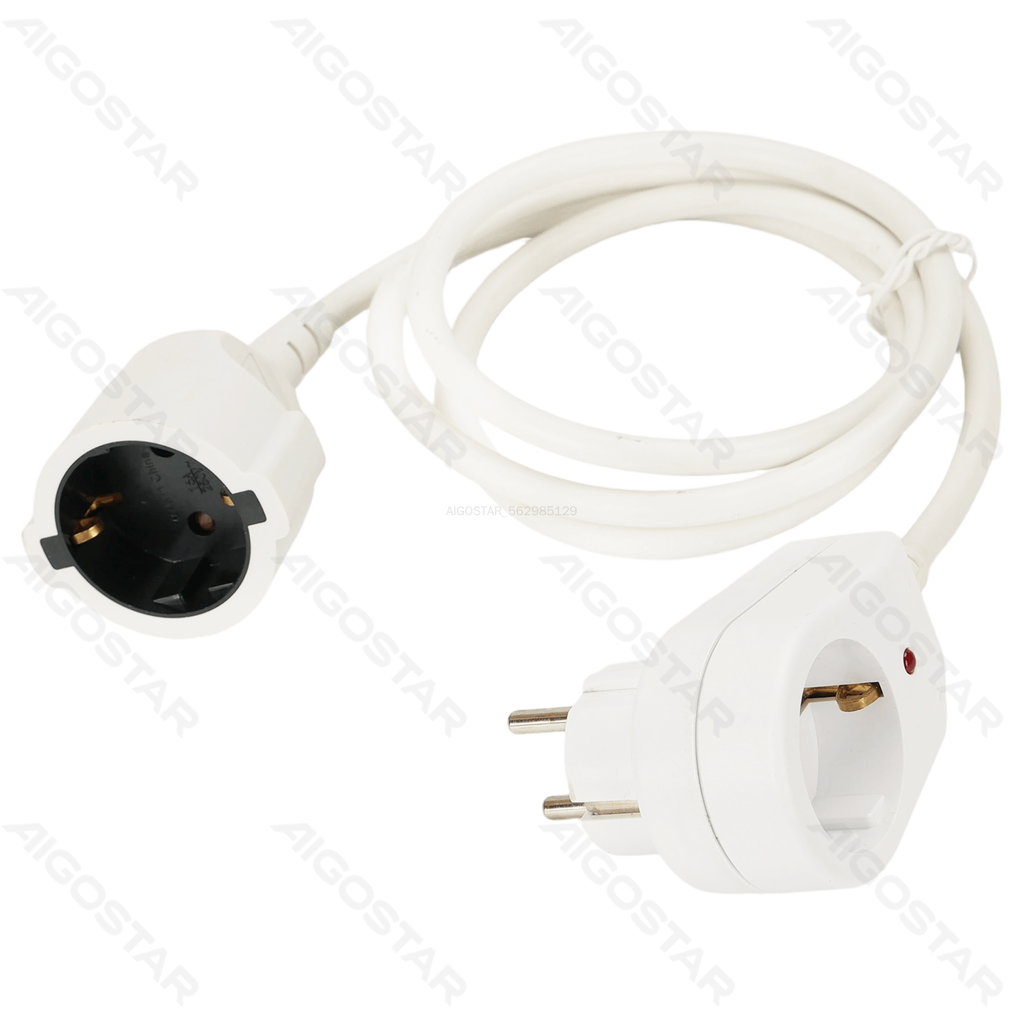 [B20103AEKY] Duitse verlengkabel met stekker met ingebouwd stopcontact 5 m 3G1.5mm² Wit