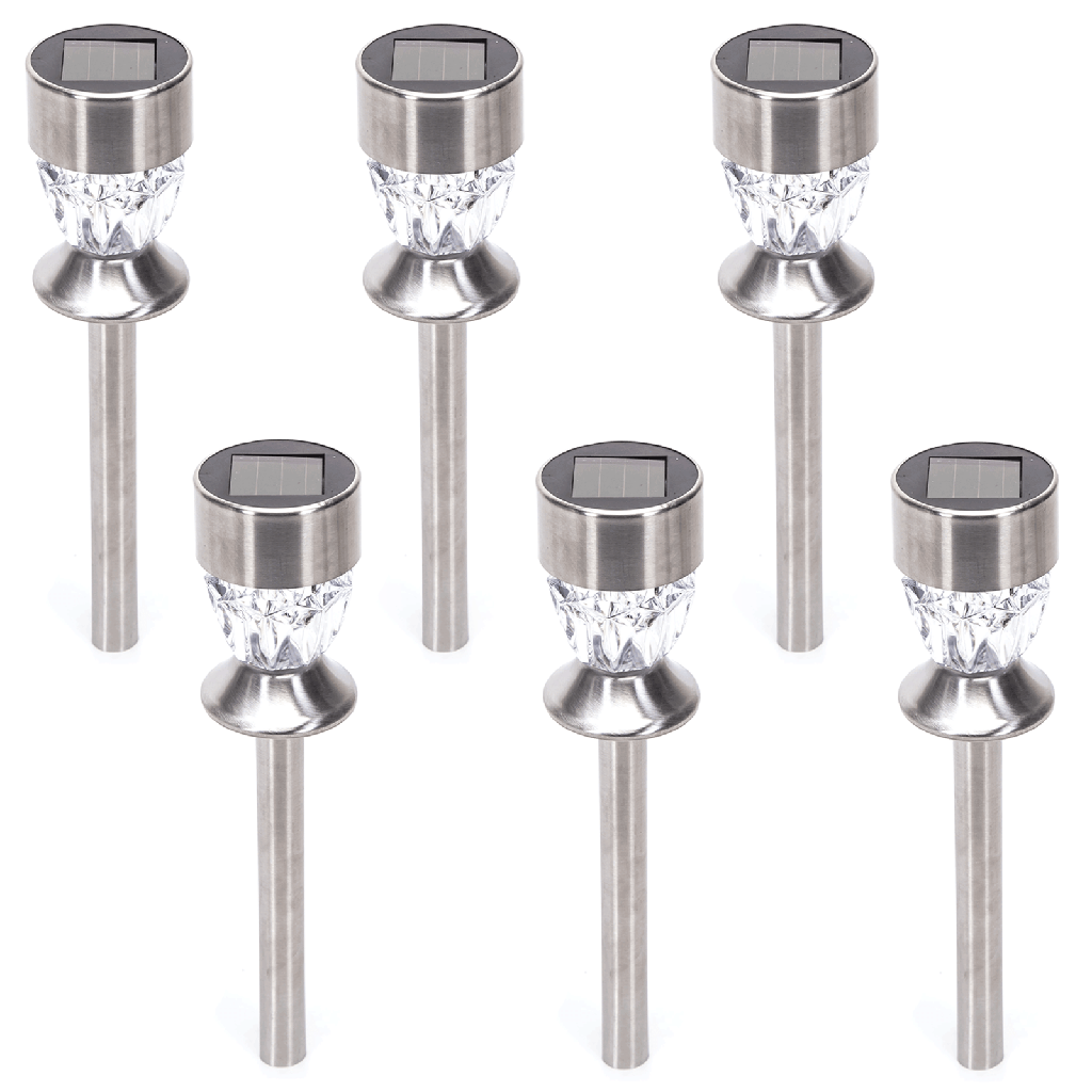 Éclairage d'ambiance LED solaire pour pelouse, acier inoxydable, motif diamant, 6500 K