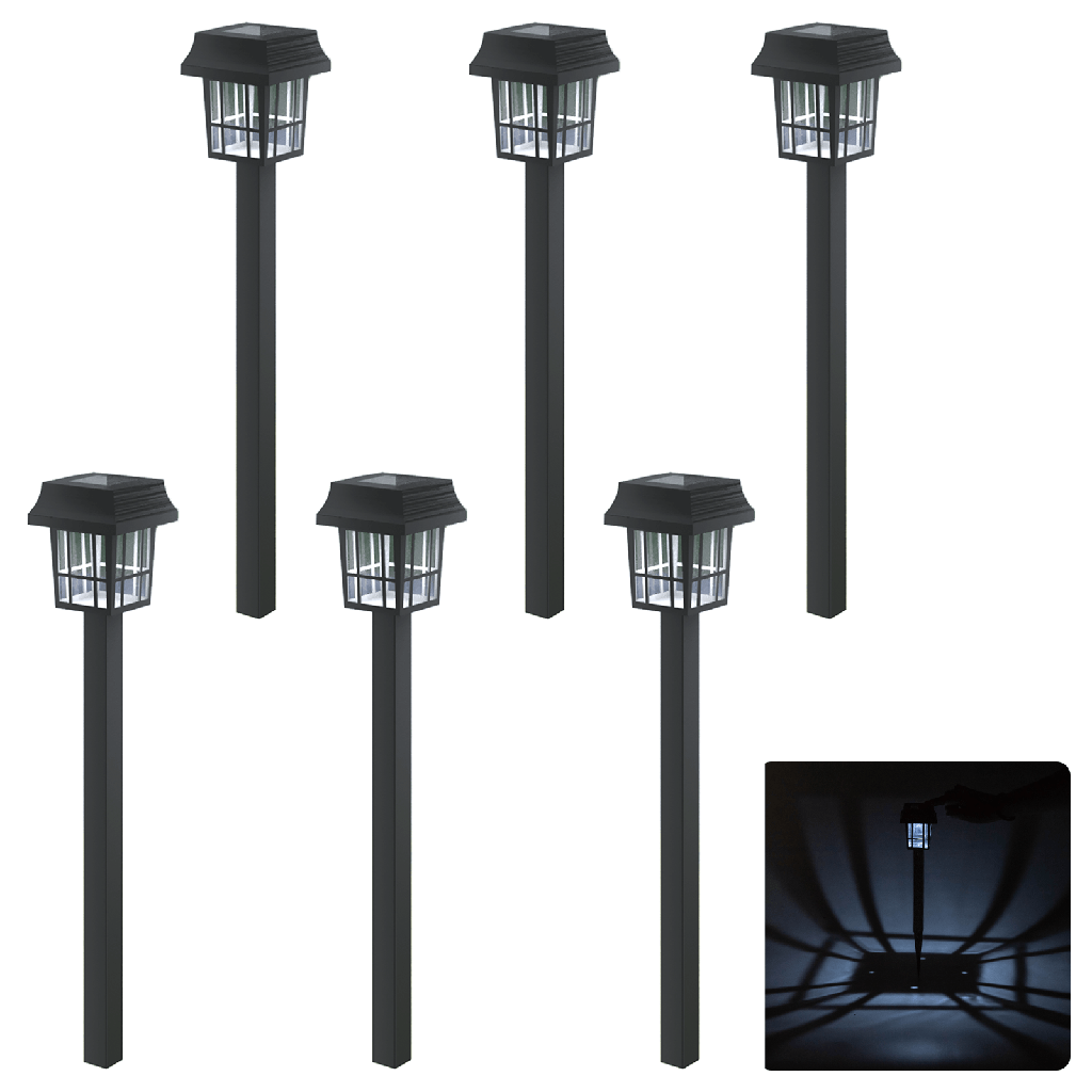 [B10201AEGI] LED Solar Sfeervolle Gazonverlichting Kunststof Torenlamp 6500K