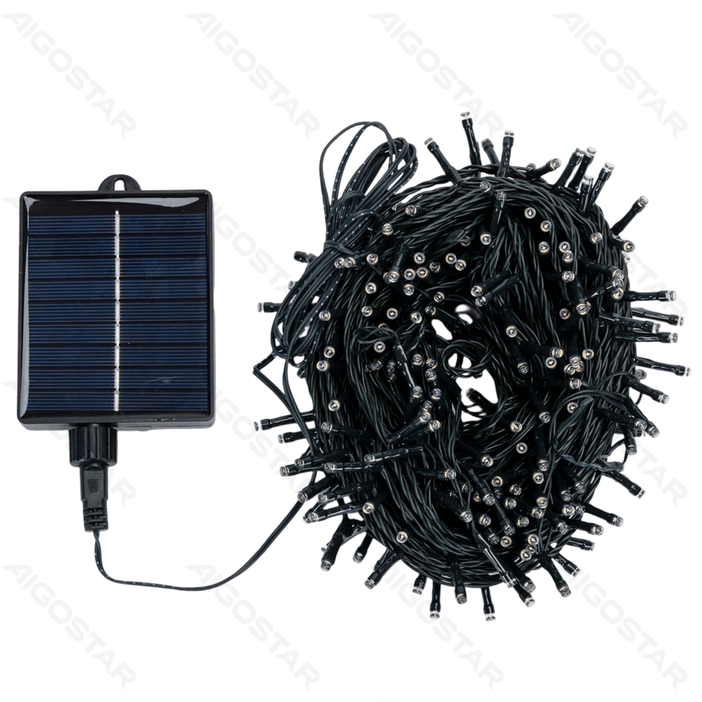 Plat lichtsnoer op zonne-energie koud wit 2m+30m IP65