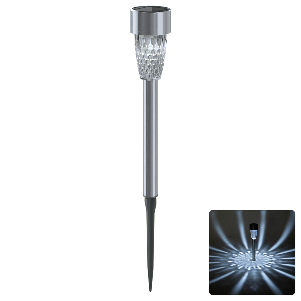 [B10201ADBY] LED Solar Gazonverlichting RVS Bonenpatroon 6500K