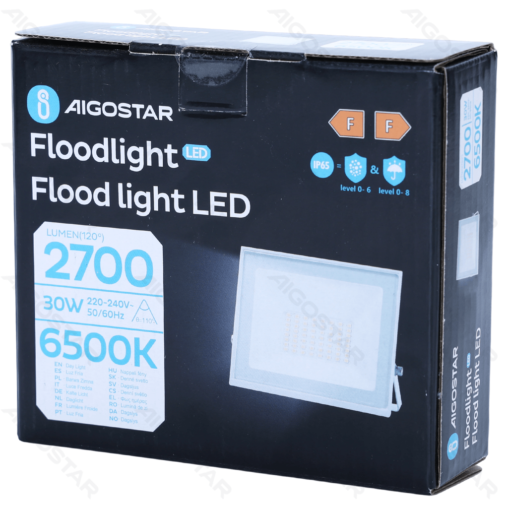 [B1020249C] Aigostar LED Flood light Glass shade White 30W 6500K 07 series