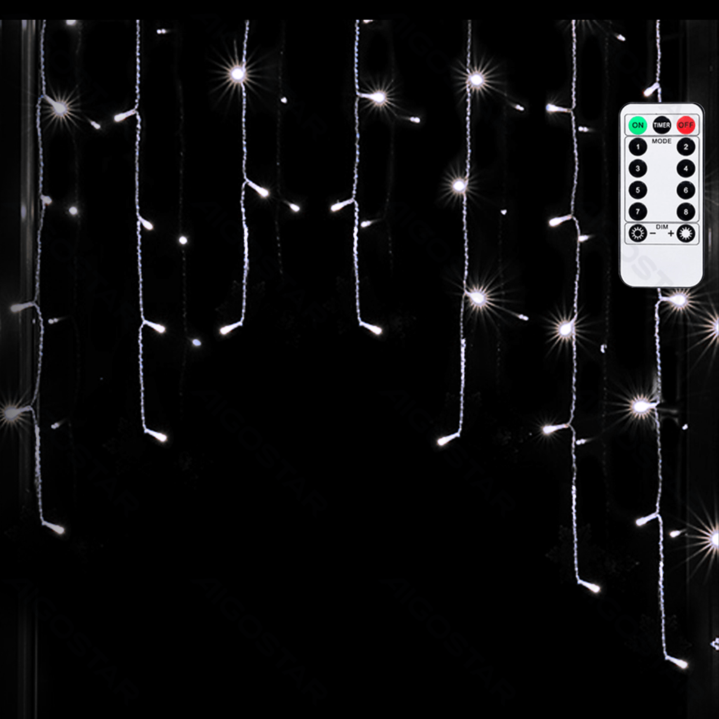 [B10303S7K] Seriell anschließende Niederspannung Flache Lichtschnur Eiszapfen Kühlweiß 3m+3m*1m 30 Kabel 30 Streifen IP44 Innen/Draußen