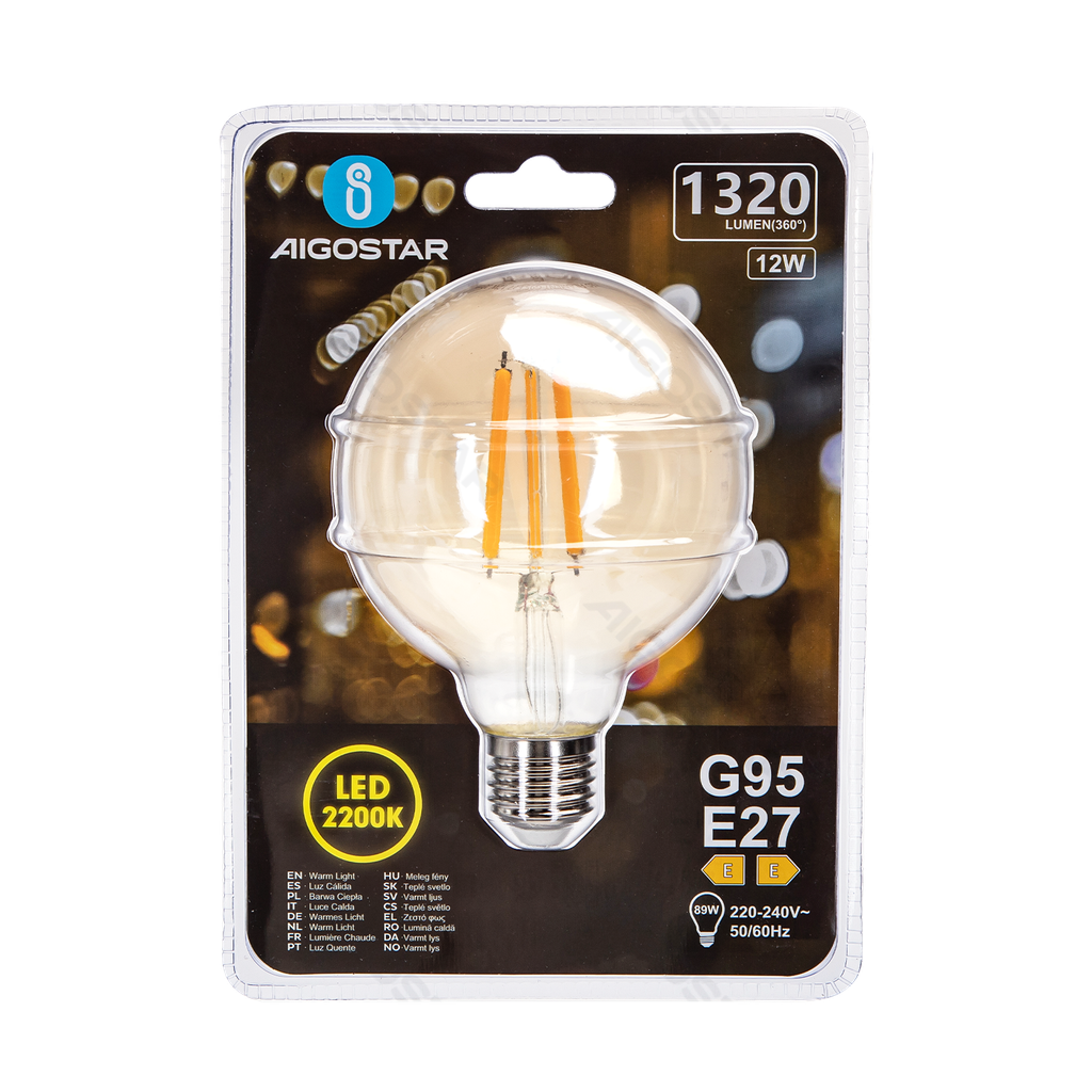 [B10106QO3] Ampoule LED (ambre) G95 E27,12W