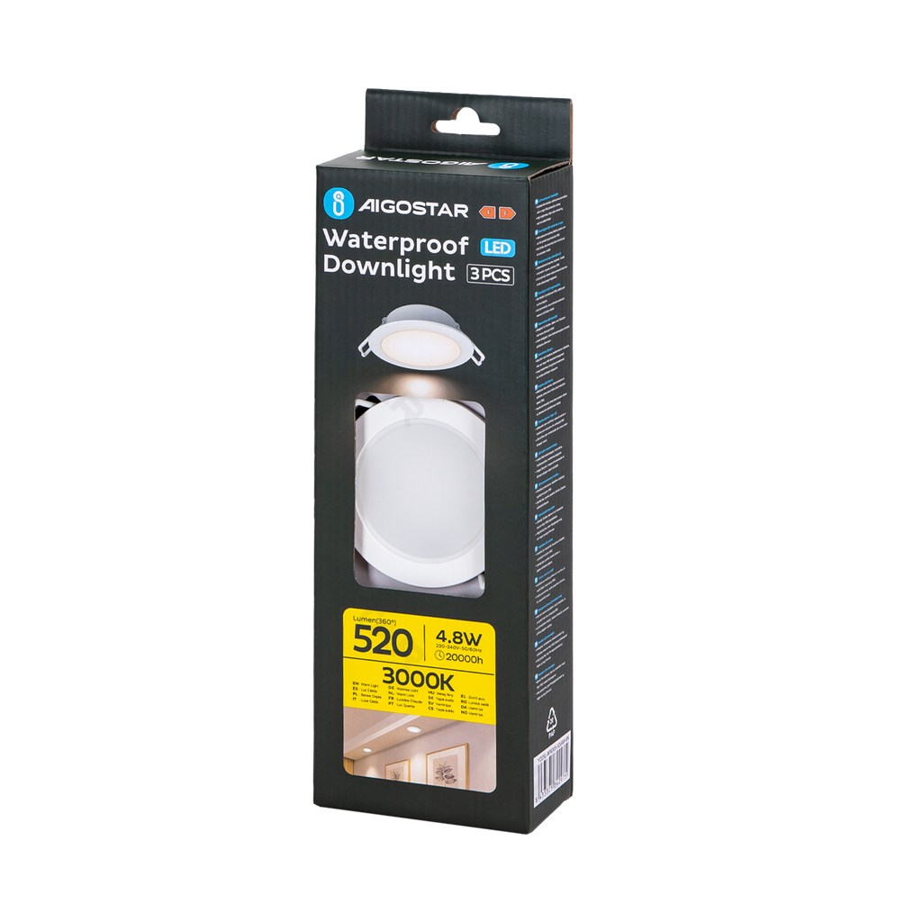 [B10405QA2] IP65 wasserdichtes Downlight 4,8W 3000K 3PCS