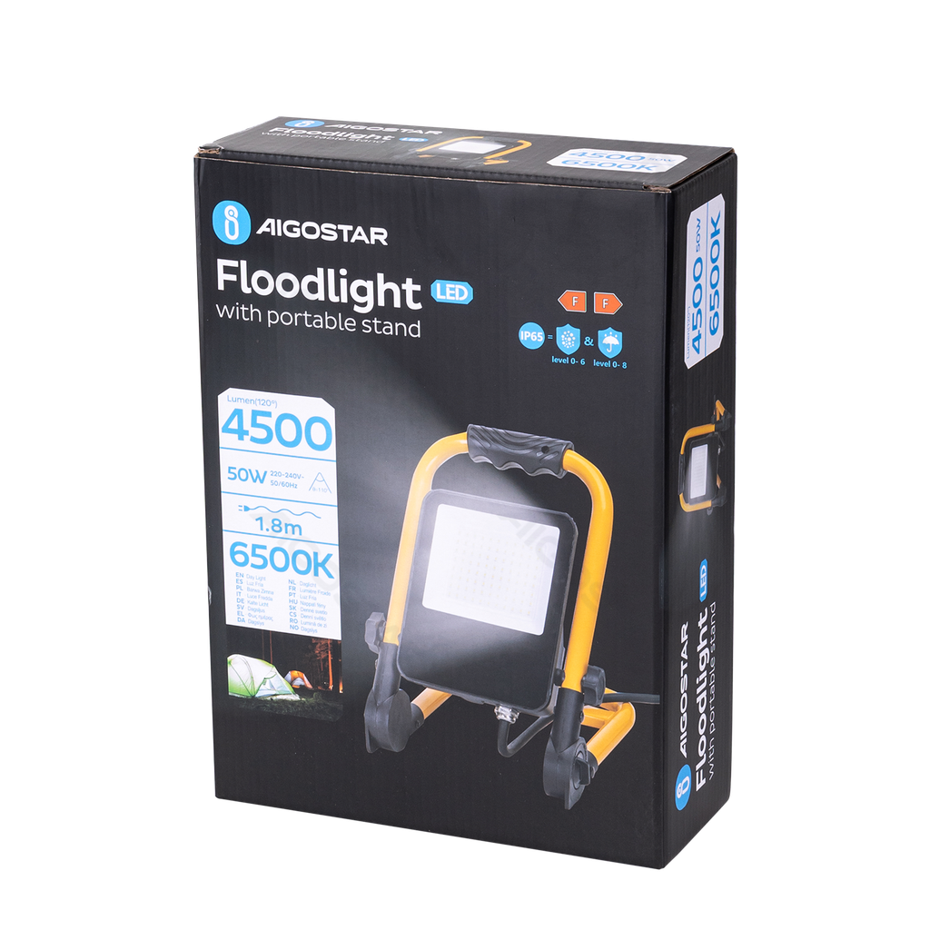 [B10203NU1] Tragbare Arbeitsleuchte aus Guss, 50 W, 6500 K, mit 1,8 m langem Netzkabel