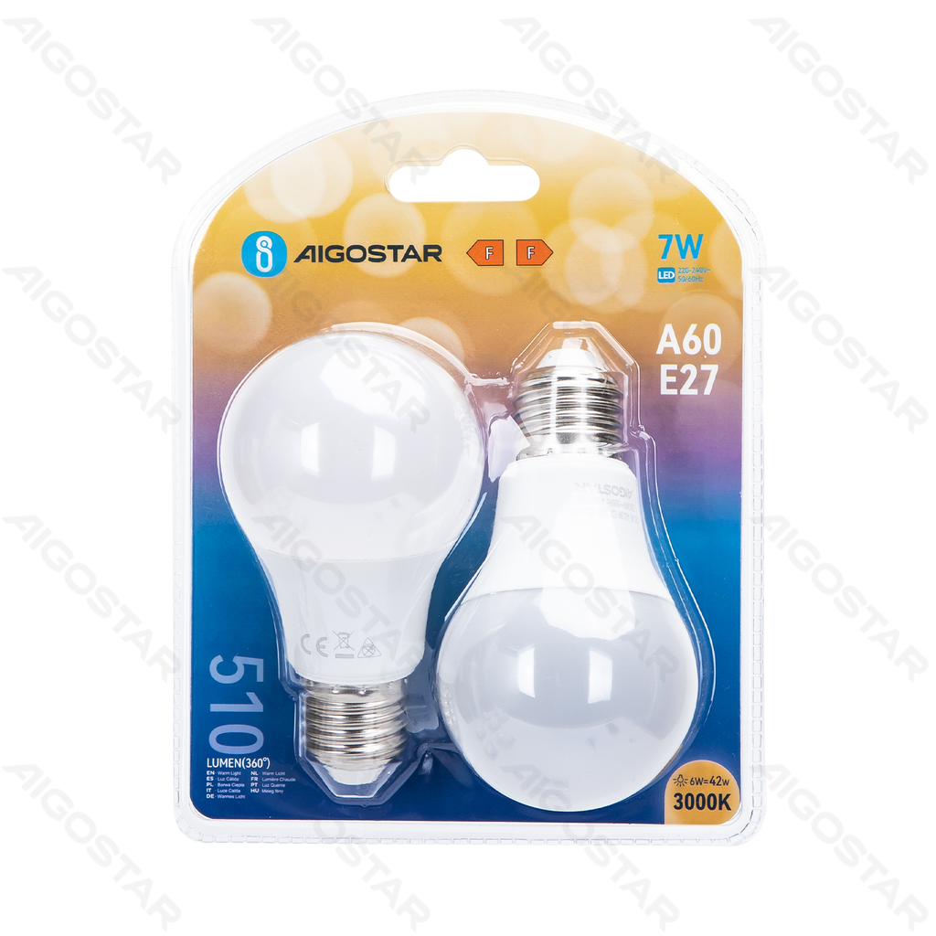 LED Bulbs A60 E27,6W 3000K