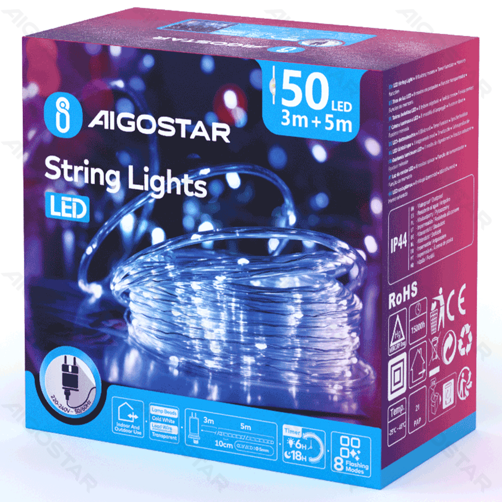 [B10303K95] Lichtstrookbuis van -Φ5mm met laag voltage Koud wit 5m IP44 Binnen/Buiten Kleurvak