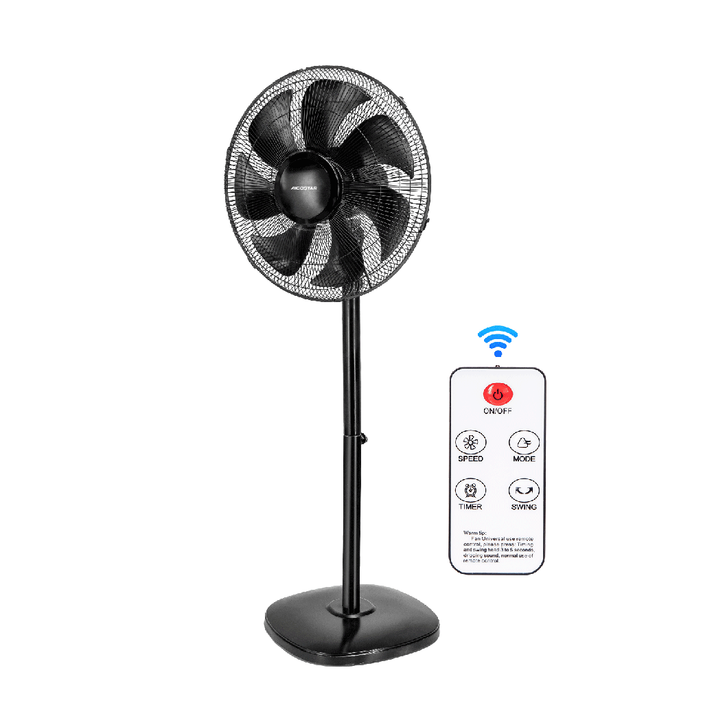 [B30101B6H] Staande ventilator 16 inch 7 bladen 3 snelheden zwart afstandsbediening