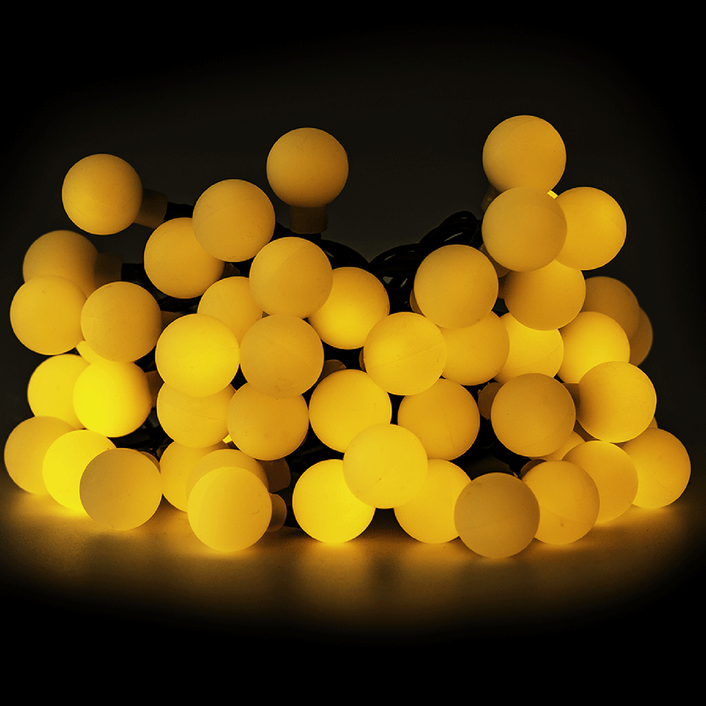 [B10201JE2] Lichtstrook met melkwitte peertjes op zonne-energie Warm wit 2m+10m