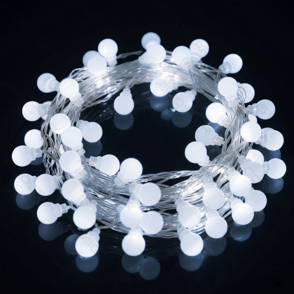 Lichtstrook met melkwitte peertjes en laag voltage Koud wit 10m IP44 Binnen/Buiten Kleurvak