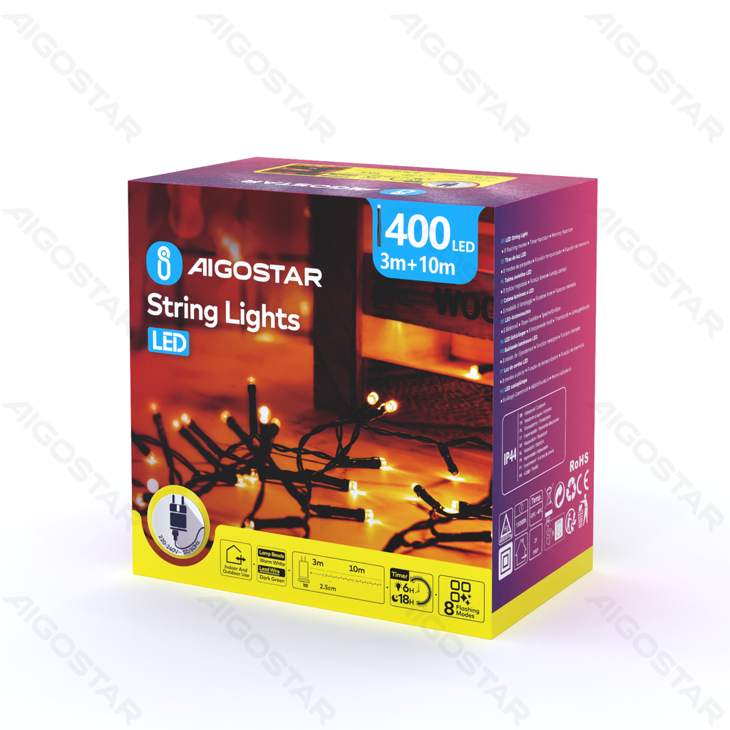 Platte lichtstrook Warm wit 10m IP44 Binnen/Buiten Kleurvak