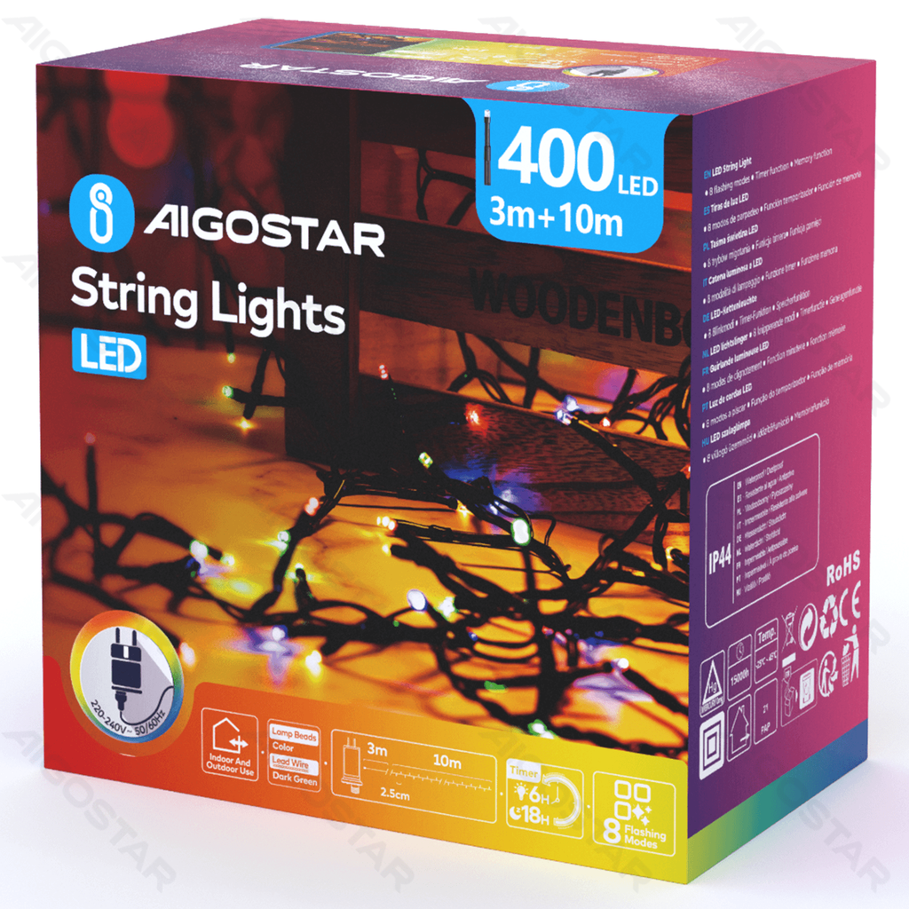 Flacher Lichtstreifen RGBY 10m IP44 Innen-/Außenfarbenbox