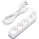 L-Serie: Deutsche 3-fach-Steckdosenleiste mit Schalter, 1,5 m, 3G1, 5 mm², weiß und grau