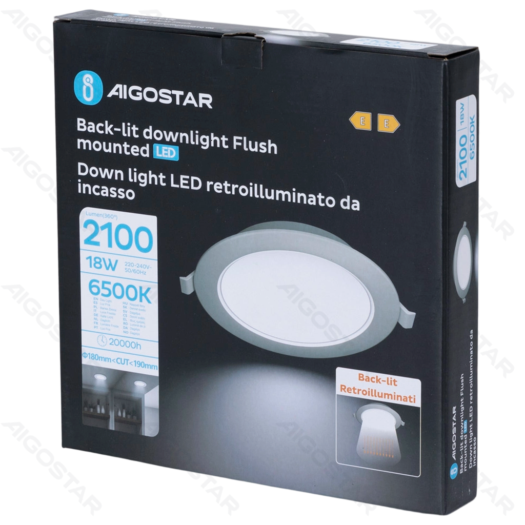 [B10405B10] Aigostar E6 LED Inbouw Downlight Rond 18W Wit Licht