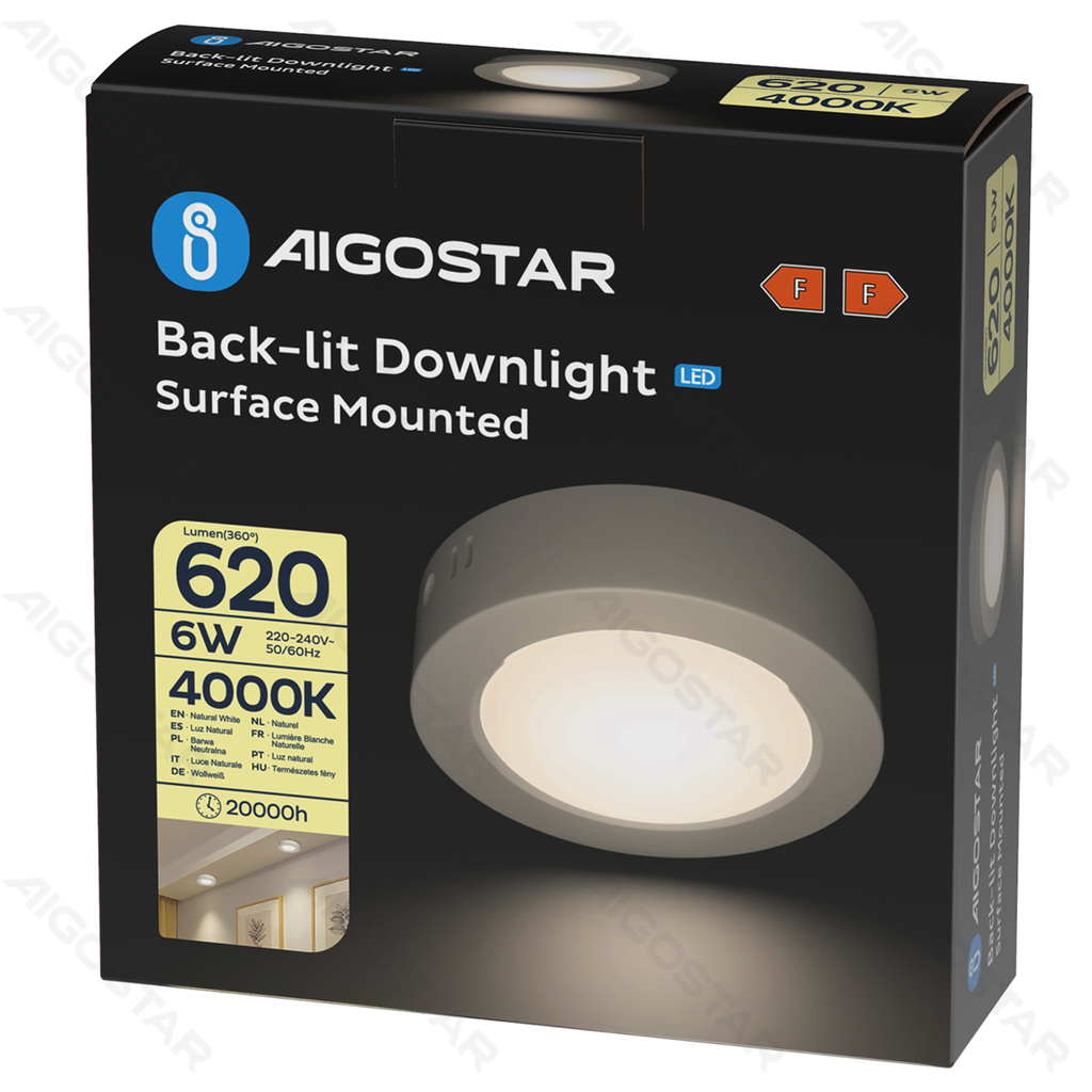 [B10405WGK] E6 LED Opbouw Downlight Rond 6W Natuurlijk Licht
