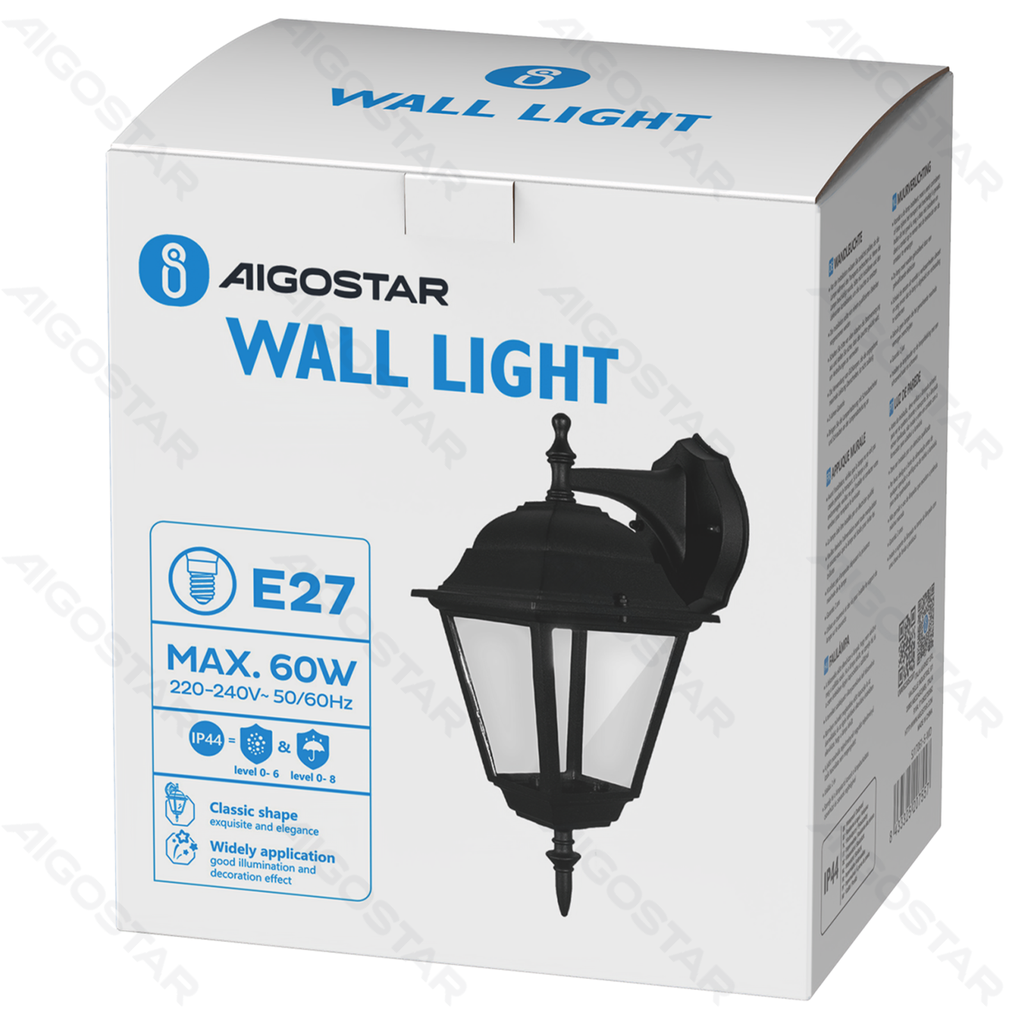 [B10304UVA] Vintage-Wandlampe schwarz (ohne Lichtquelle) E27