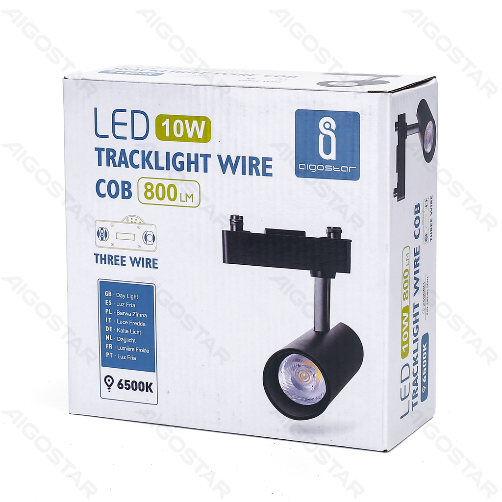 LED 3-draads railverlichting zwart 10W