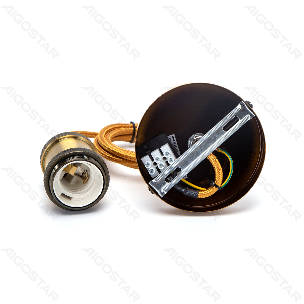 E27 Metalen Lamphouder 2X0.75mm² 1M Goud Brons