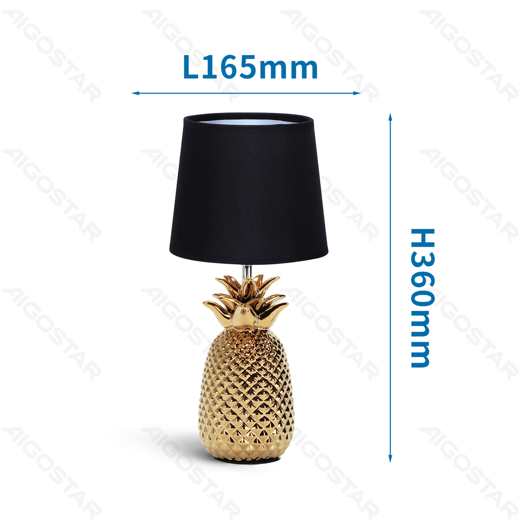 [B10311PUT] Table Lamp Ceramic Pineapple Gold with black lampshade (without light source) E14