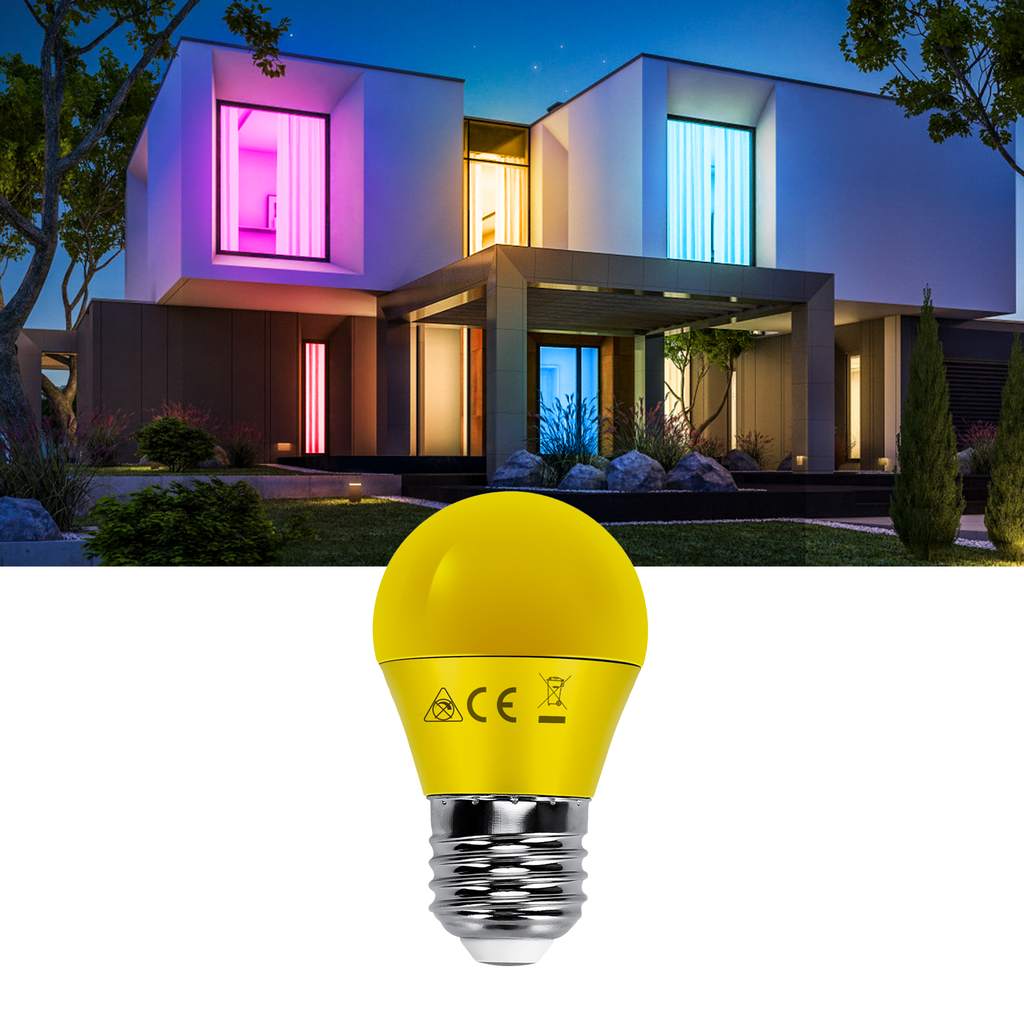 LED-Glühbirne, bunt, gelb, G45, E27, 4 W