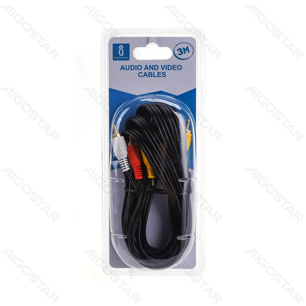 [B20104NNK] Audiokabel 3RCA-3RCA 3m Zwart