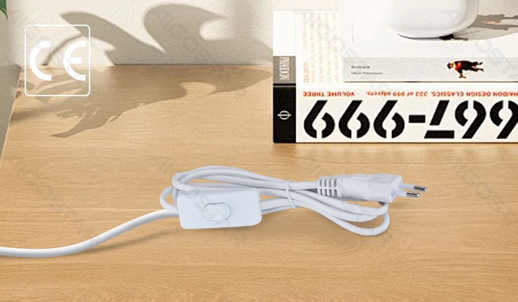 [B20104JRV] Cordon d'alimentation avec interrupteur intégré 2 × 0,75 mm² 1,5 m Blanc