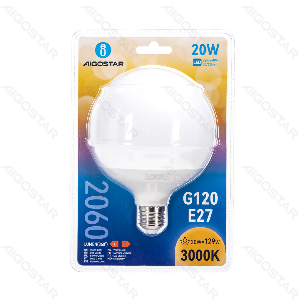 [B10105HKC] Ampoules LED G120 E27,20W 3000K