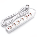 Multiprise allemande à 6 prises sans interrupteur, 5 m, 3G1, 5 mm², blanche
