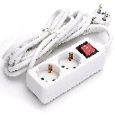 Duitse 2-voudige stekkerdoos met schakelaar 5M 3G1 5mm² wit