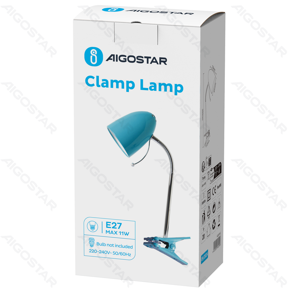 [B10311COR] Desk Lamp with Clamp (Without Light Source) Blue E27