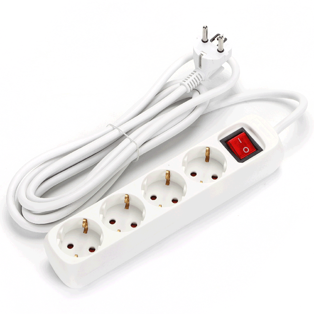 [B20103FGQ] Aigostar Duitse 4-voudige stekkerdoos met schakelaar 1 5M 3G1 5mm² wit