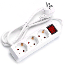 Multiprise allemande à 3 prises avec interrupteur, 1,5 m, 3 x 1,5 mm², blanche