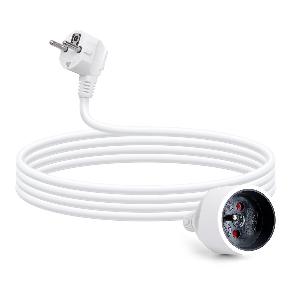 Frans Verlengsnoer 3G1.0mm² 2M Wit