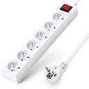 Franse 6-voudige stekkerdoos met schakelaar 5M 3G1 0mm² wit