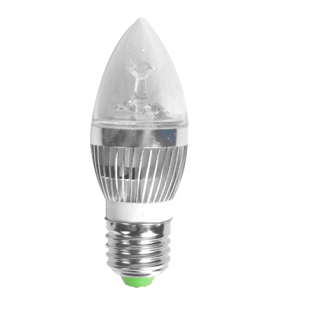 LED kaars  E27,3W 6000K transparant