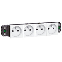 [LE0773045] LEGRAND Mosaic DLP 4-gang 2P+A socket outlet with plug-in terminals, 10/16A, 250V, 8 modules