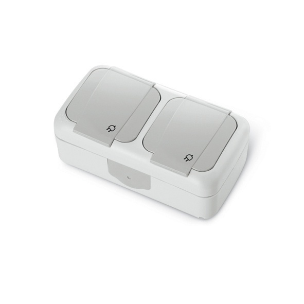 [VI90555585] VIKO Dubbel stopcontact spatwaterdicht IP54 Horizontaal