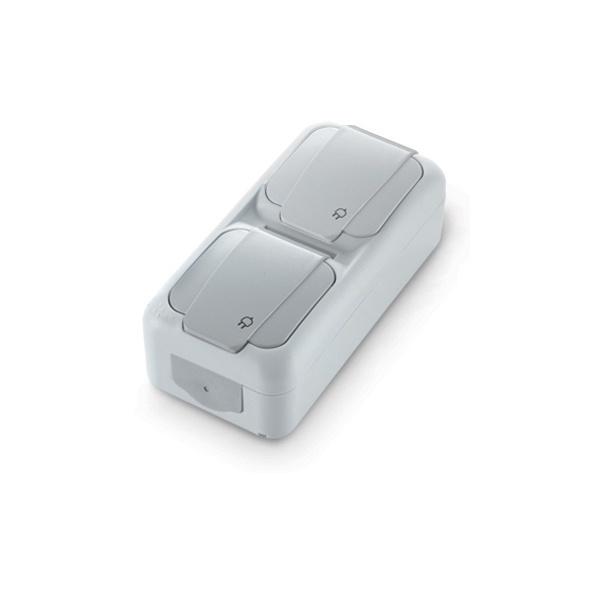 [VI90555784] VIKO DUBBEL STOPCONTACT SPATWATERDICHT IP54 verticaal