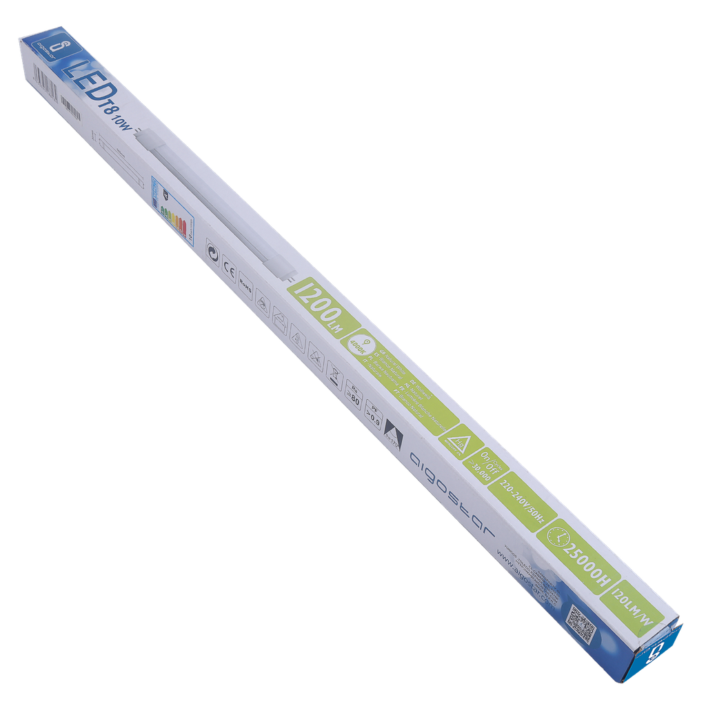 [A1881184] LED T8, 10 W, 0,6 m, 4000 K, boîtier mi-aluminium mi-plastique, 120 lm/W