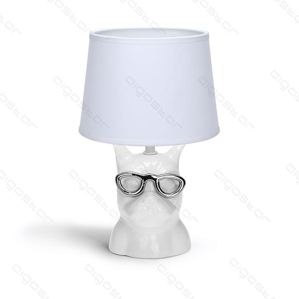 [A197131] Ceramic Dog Table Lamp, E14, White