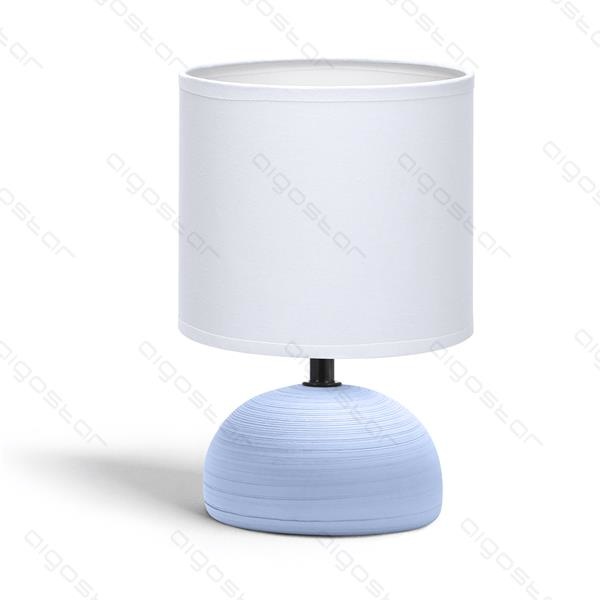 [A196998] Table Lamp 03, Ceramic, E14 with White Lampshade, Blue Base