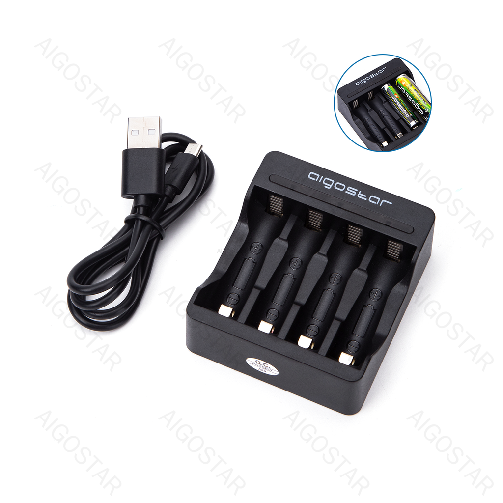 [A201975] Aigostar Snelle batterijlader smart 4 AA/AAA Zwart