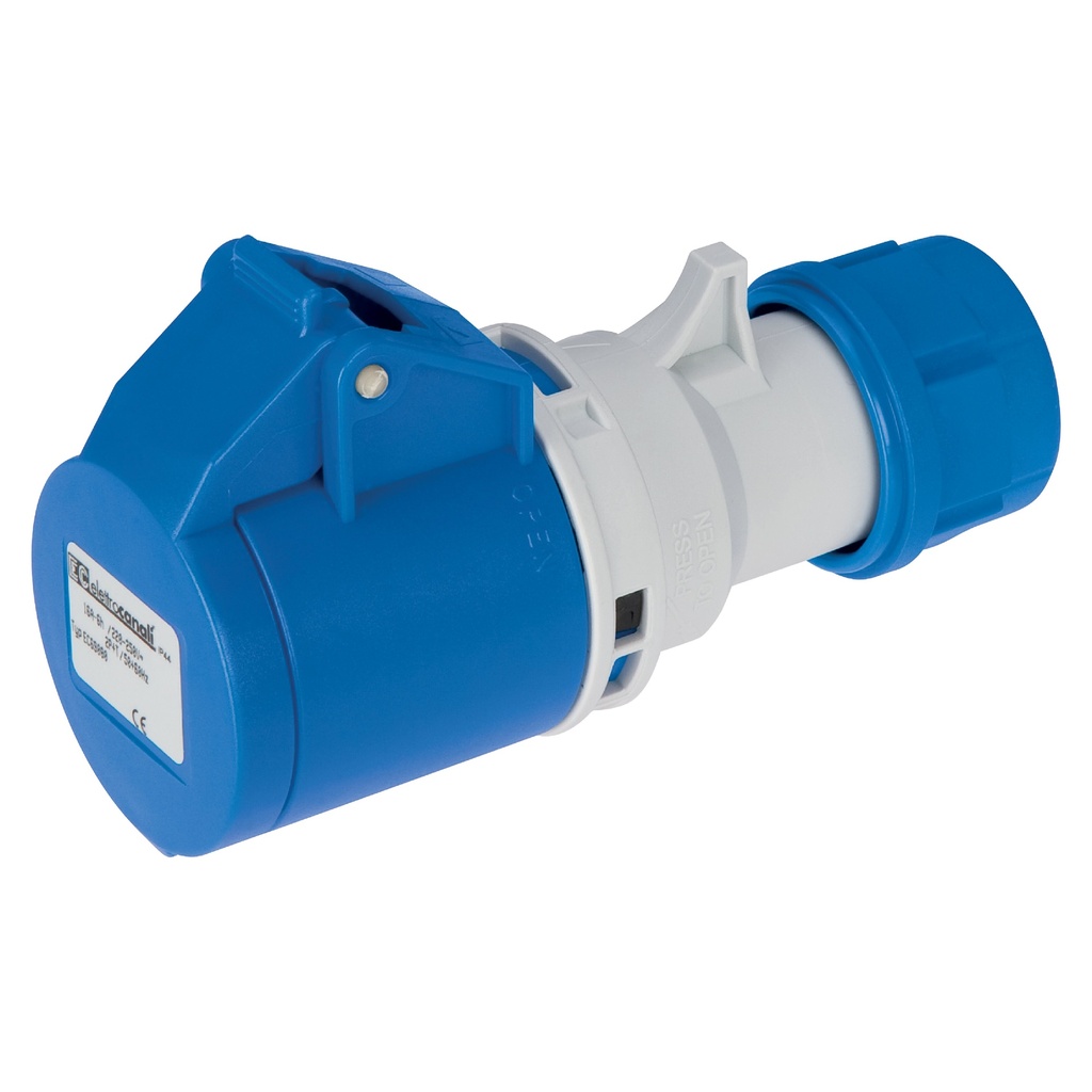 [EC-69080] EC Elettrocanali ELETTROCANALI CEE koppelstekker 250V 2P+T 16A IP44 BLAUW